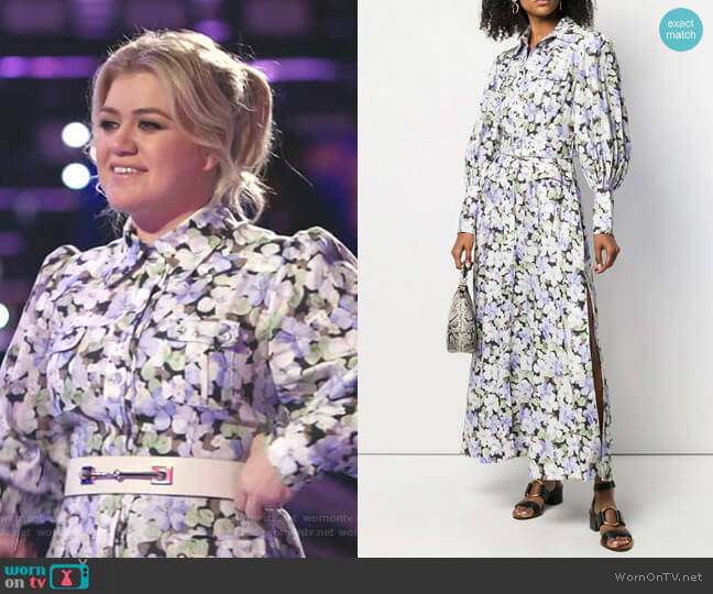 Zimmermann Floral Print Shirt Dress worn by Kelly Clarkson on The Voice