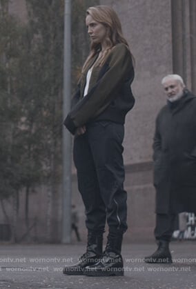 Villanelle’s green bomber jacket and cargo pants on Killing Eve