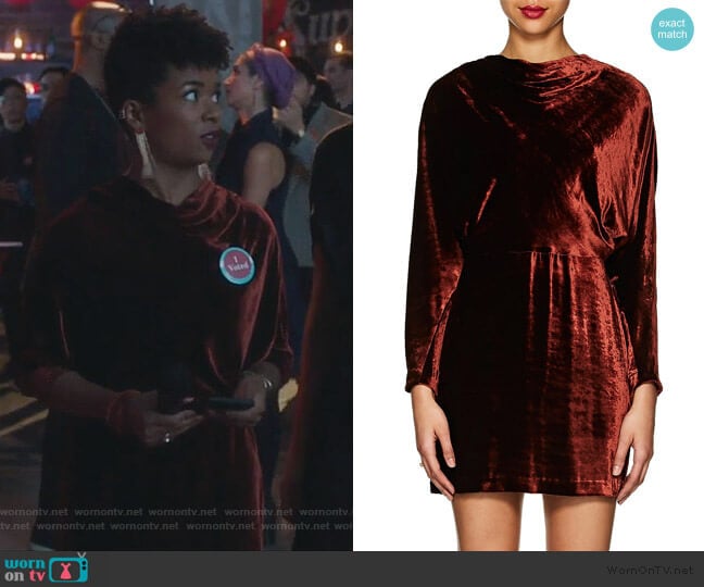 A.L.C. Marin Velvet Fitted Dress worn by Tia Clayton (Alexis Floyd) on The Bold Type