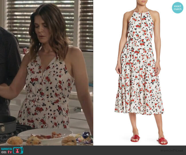 A.L.C. Richards Floral Print Silk Dress worn by Heather Hughes (Betsy Brandt) on Life in Pieces