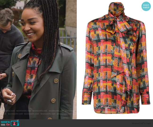 Adam Lippes Removable Scarf Blouse worn by Kat Edison (Aisha Dee) on The Bold Type