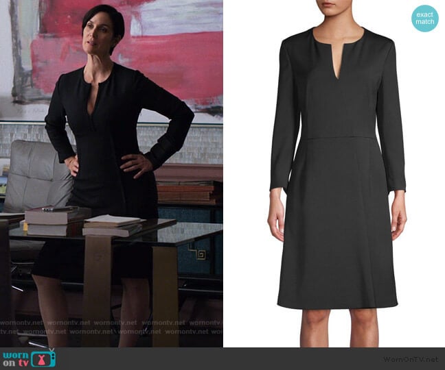 Akris Long-Sleeve Stretch-Silk A-Line Dress worn by Jeryn Hogarth (Carrie-Anne Moss) on Jessica Jones
