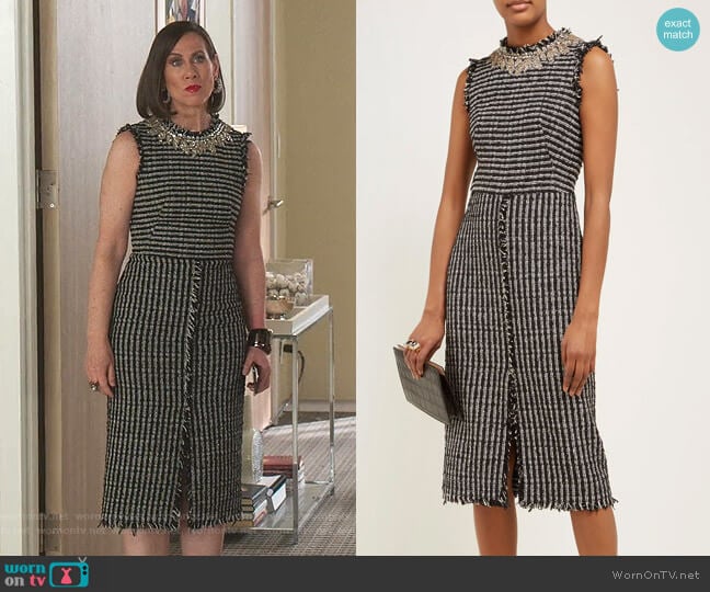 Alexander McQueen Crystal-Embroidered Tweed dress worn by Diana Trout (Miriam Shor) on Younger