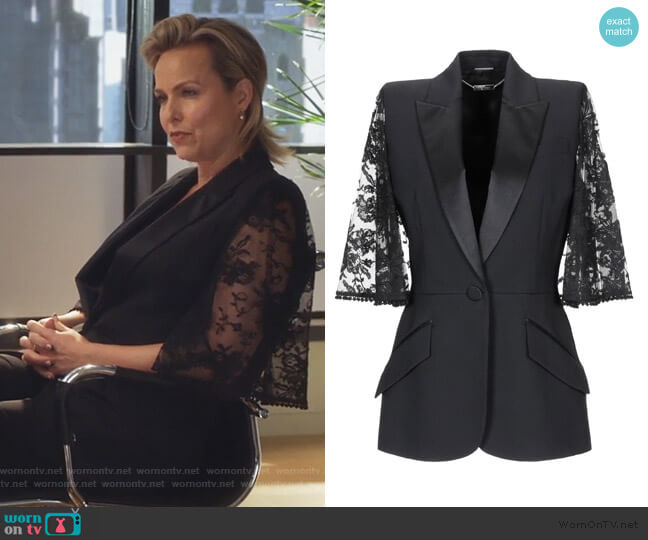 Alexander McQueen Lace Cape Sleeve Jacket worn by Jacqueline (Melora Hardin) on The Bold Type