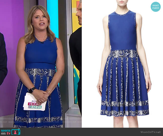 Alexander McQueen Snake-Print-Stripe Full Dress worn by Jenna Bush Hager on Today