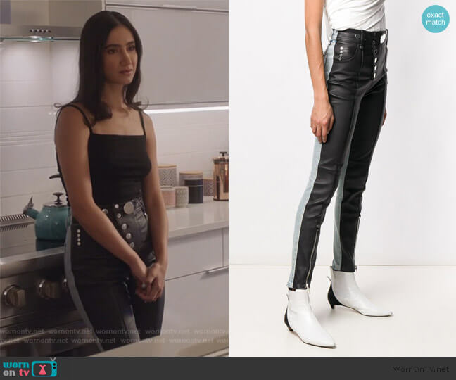 Alexander Wang Skinny Leather Denim Trousers worn by Adena El-Amin (Nikohl Boosheri) on The Bold Type