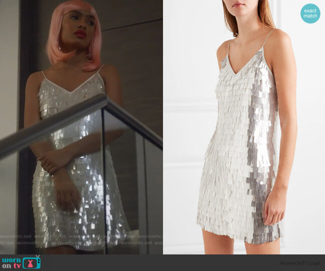 Alice + Olivia Contessa Chiffon Mini Dress worn by Zoey Johnson (Yara Shahidi) on Grown-ish