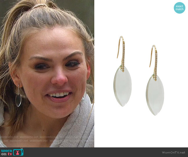 Meredith Marks Annalise Earrings Yellow Gold Green Amethyst worn by Hannah Brown on The Bachelorette
