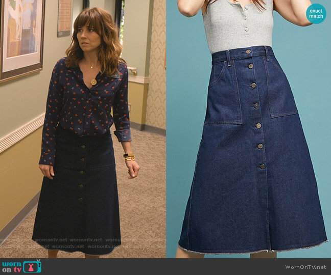 Citizens of Humanity Anouk Buttondown Skirt worn by Judy Hale (Linda Cardellini) on Dead to Me