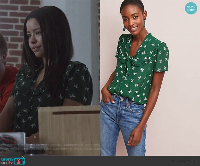Maeve Adageo Dog Print Shirt worn by Mariana Foster (Cierra Ramirez) on Good Trouble