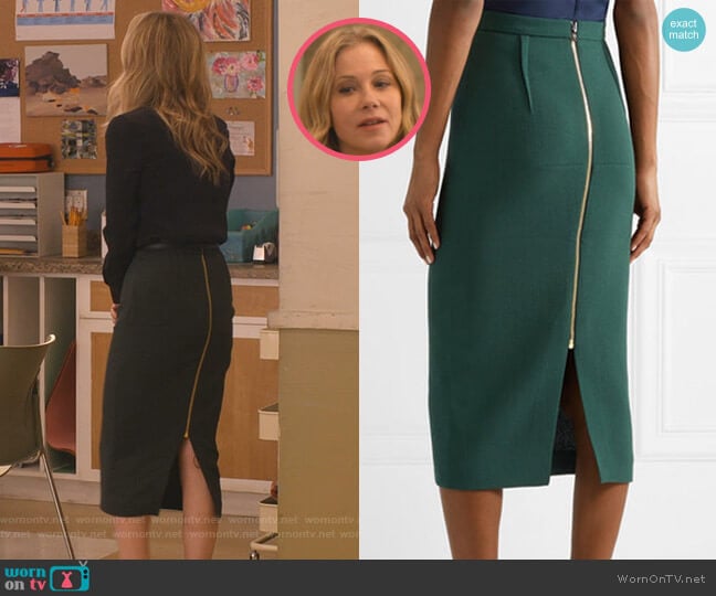 Roland Mouret Arreton Skirt worn by Jen Harding (Christina Applegate) on Dead to Me