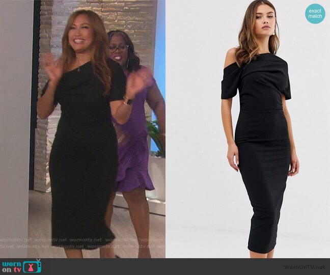 Asos Pleated Shoulder Pencil Dress worn by Carrie Inaba on The Talk