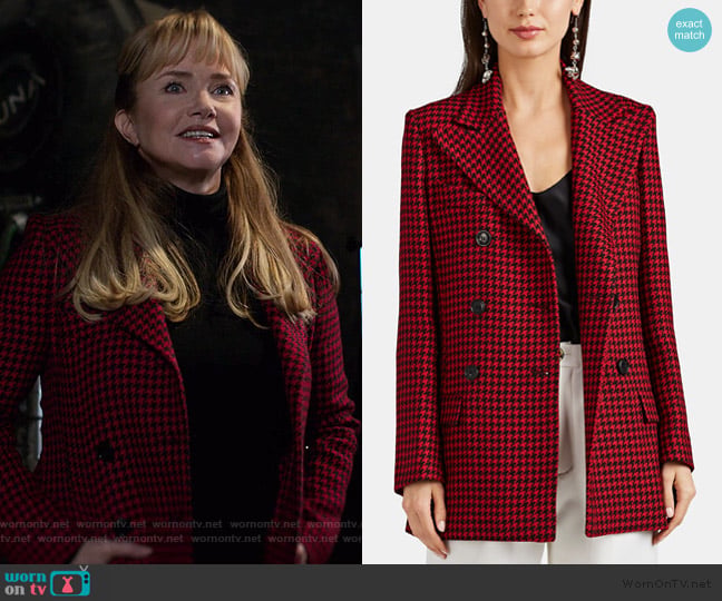 Barneys New York Houndstooth Wool Double-Breasted Coat worn by Dorothy Walker (Rebecca De Mornay) on Jessica Jones