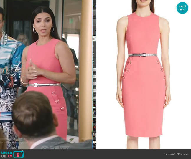 Michael Kors Button Detail Stretch Wool Dress worn by Gigi Mendoza (Roselyn Sánchez) on Grand Hotel
