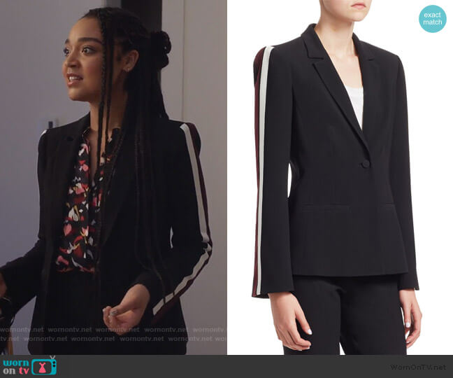 Cinq a Sept Rumi Ribbon Striped Blazer worn by Kat Edison (Aisha Dee) on The Bold Type