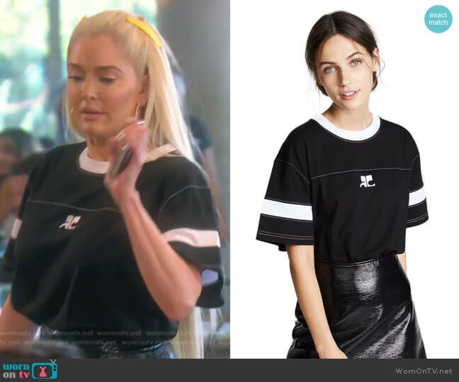 Courreges Oversized Logo T-Shirt worn by Erika Jayne on The Real Housewives of Beverly Hills