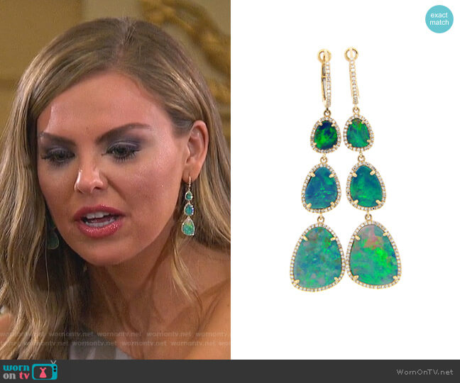 Dilamani Black Opal & Diamond Halo Dangle Earring worn by Hannah Brown on The Bachelorette