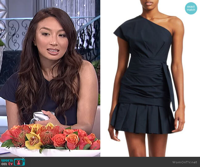 Derek Lam 10 Crosby Poplin One-Shoulder Ruffled Mini Dress worn by Jeannie Mai on The Real