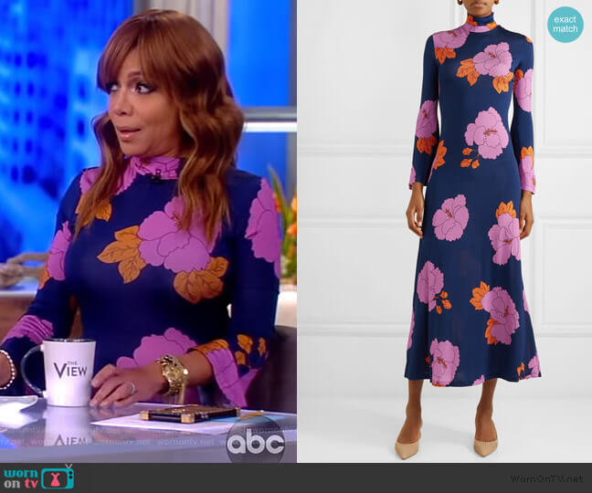 Dodo Bar OR Brigitte floral-print stretch-jersey dress worn by Sunny Hostin on The View