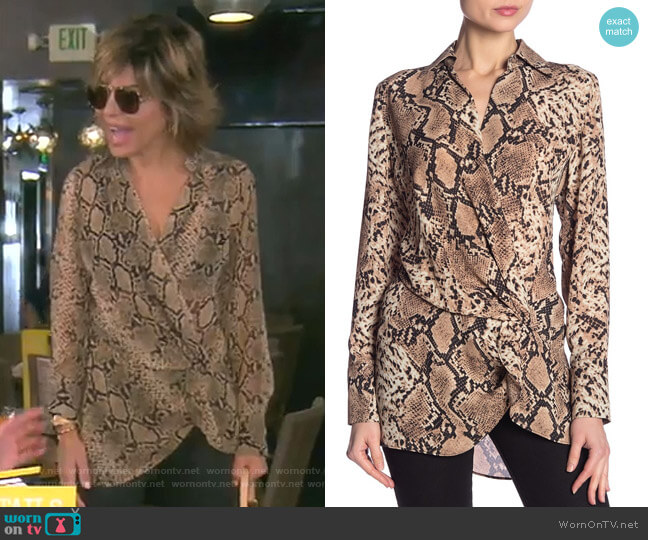 Dress Forum Spread Collar Snakeskin Print Blouse worn by Lisa Rinna on The Real Housewives of Beverly Hills