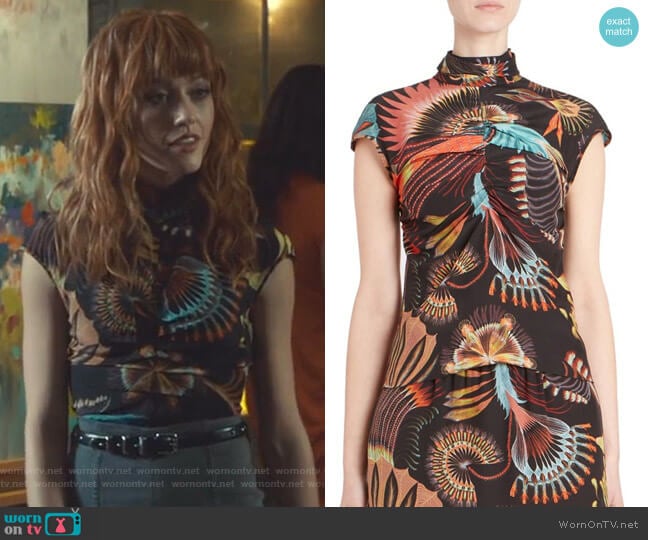 Dries Van Noten Cap-Sleeve Silk Blouse worn by Clary Fray (Katherine McNamara) on Shadowhunters