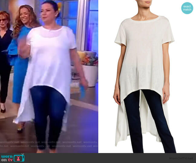 Dubgee Boat-Neck Short-Sleeve High-Low Slub Tee worn by Ana Navarro on The View