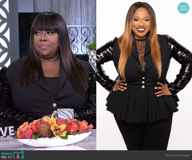Eleven 60 Oh So Sequin Jacket worn by Loni Love on The Real