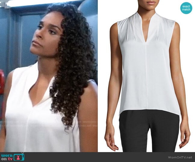 Elie Tahari Judith Blouse worn by Jordan Ashford (Briana Nicole Henry) on General Hospital