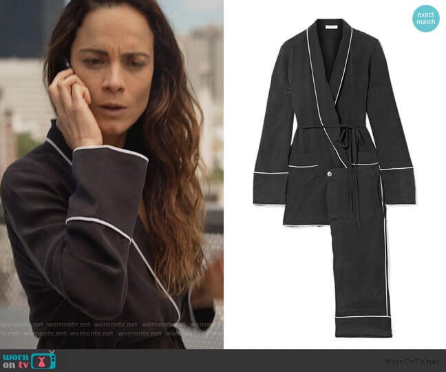 Equipment Theron washed-silk pajama set worn by Teresa Mendoza (Alice Braga) on Queen of the South