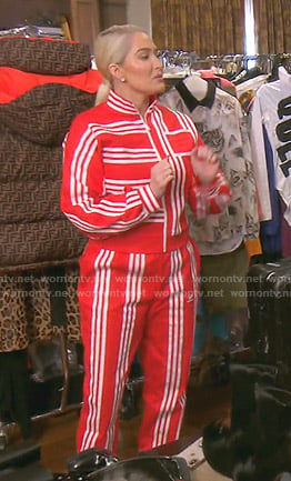 Erika’s red striped track jacket and pants on The Real Housewives of Beverly Hills