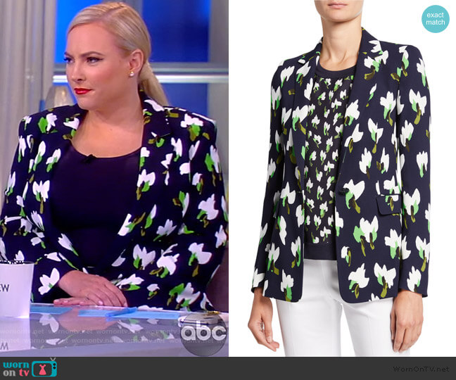 Escada Brikenan Abstract-Floral Print Blazer worn by Meghan McCain on The View