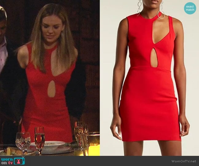 Esteban Cortázar Asymmetric Cut-Out Knit Mini Dress worn by Hannah Brown on The Bachelorette