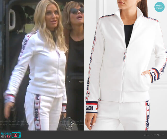 Fendi Embroidered Cotton-Blend Jersey Track Jacket worn by Dorit Kemsley on The Real Housewives of Beverly Hills