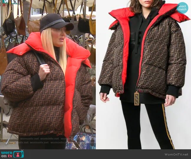 Fendi Logo Padded Jacket worn by Erika Jayne on The Real Housewives of Beverly Hills