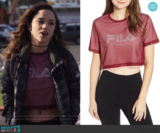 Fila USA Alberta Mesh Crop Tee worn by Moe Truax (Kiana Madeira) on Trinkets