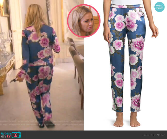 Fleur du Mal Contrast Back Seam Silk Pajama Pants worn by Dorit Kemsley on The Real Housewives of Beverly Hills