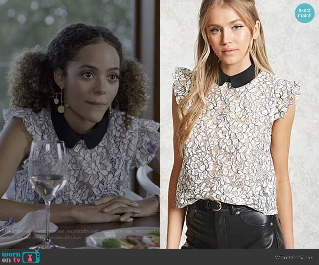 Forever 21 Contrast Collar Crochet Top worn by Tabitha Foster (Quintessa Swindell) on Trinkets