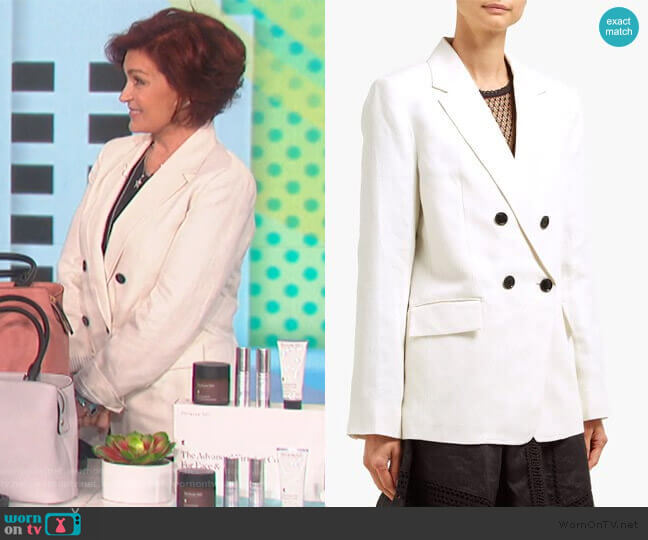 Frame Double-breasted linen-blend blazer worn by Sharon Osbourne on The Talk