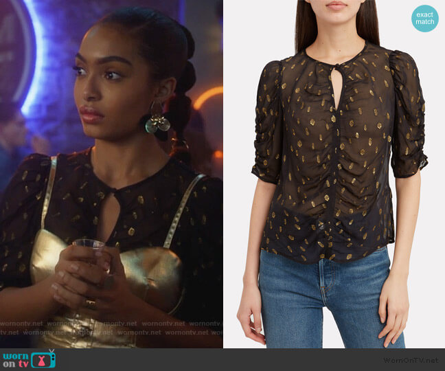 Frame Shirred Keyhole Top worn by Zoey Johnson (Yara Shahidi) on Grown-ish