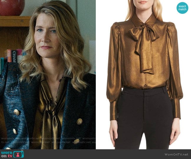 Frame Voluminous Scarf Blouse worn by Renata Klein (Laura Dern) on Big Little Lies