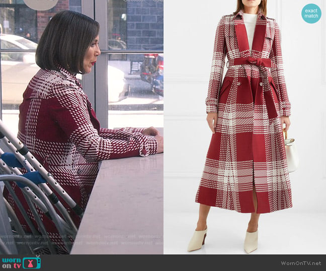 Gabriela Hearst Checked Trench Coat worn by Diana Trout (Miriam Shor) on Younger