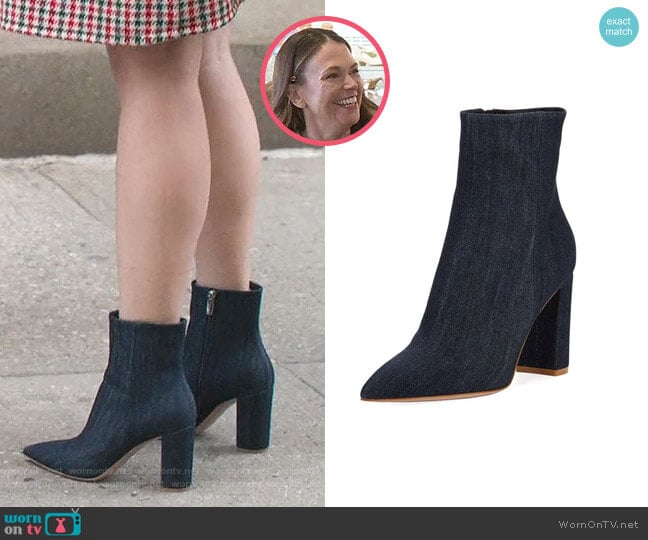Gianvito Rossi Denim Point-Toe 85mm Boots worn by Liza Miller (Sutton Foster) on Younger
