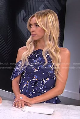 Giuliana’s blue floral asymmetric top on E! News