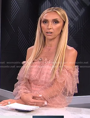 Giuliana’s pink ruffled cold-shoulder dress on E! News