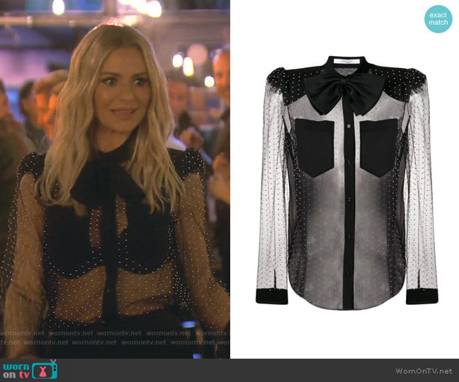 Givenchy Polka Dot Sheer Blouse worn by Dorit Kemsley on The Real Housewives of Beverly Hills