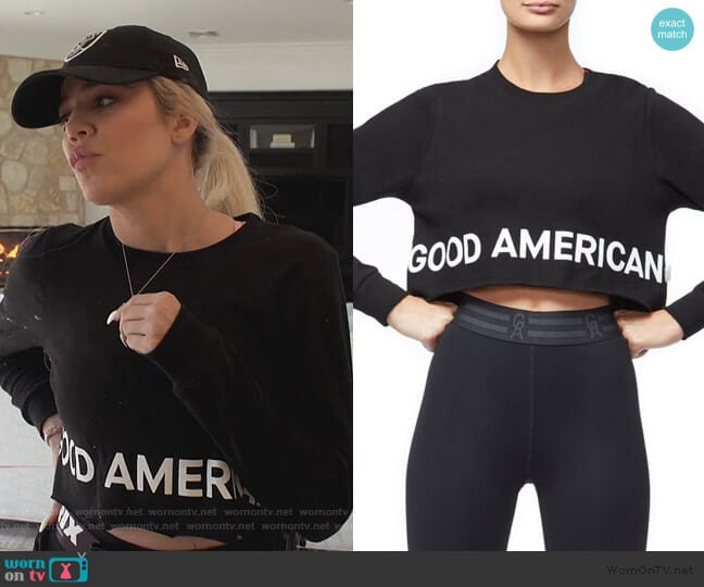 Good American Crop Sweatshirt worn by Khloe Kardashian on Keeping Up with the Kardashians