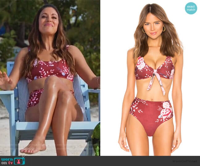 Agua Bendita Grace Reversible Bikini Top worn by Colleen Brandon-Ortega (Angelique Cabral) on Life in Pieces
