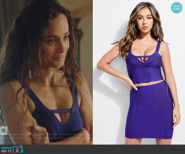 Guess Mirage Bandage Crop Top worn by Teresa Mendoza (Alice Braga) on Queen of the South