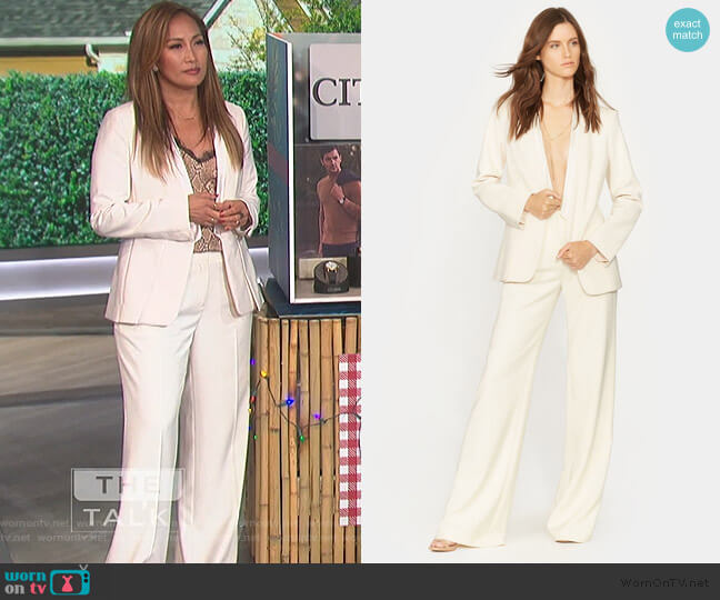Halston Heritage Slit Cuff Crepe Blazer worn by Carrie Inaba on The Talk