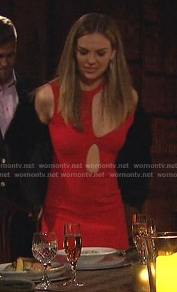 Hannah’s red asymmetric cutout dress on The Bachelorette